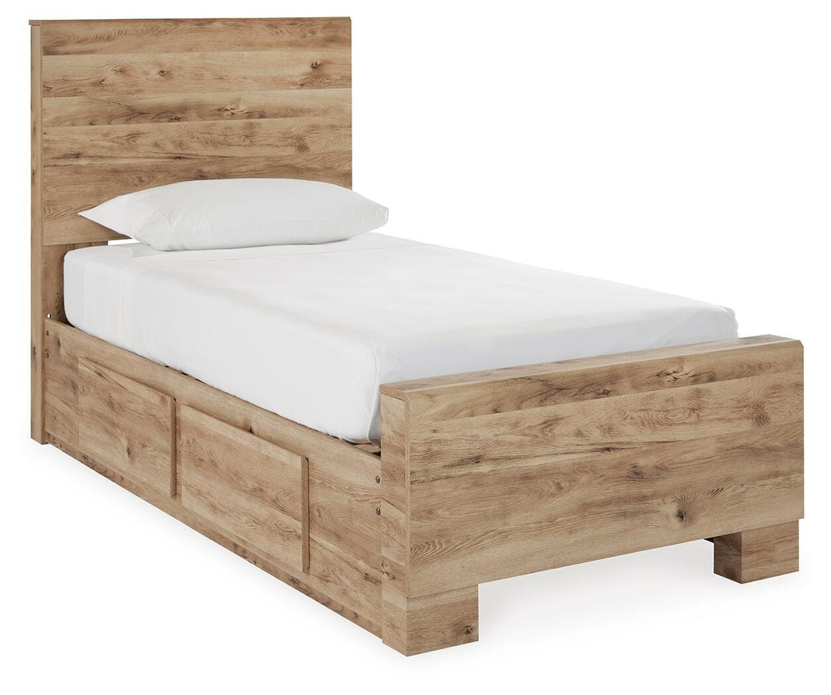 Hyanna - Twin Panel Bed With 1 Side Storage - Tan Brown - Wood