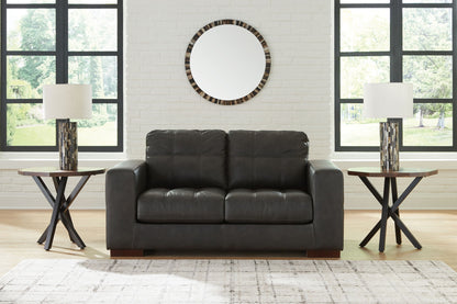 Luigi - Loveseat - Leather Match - Thunder