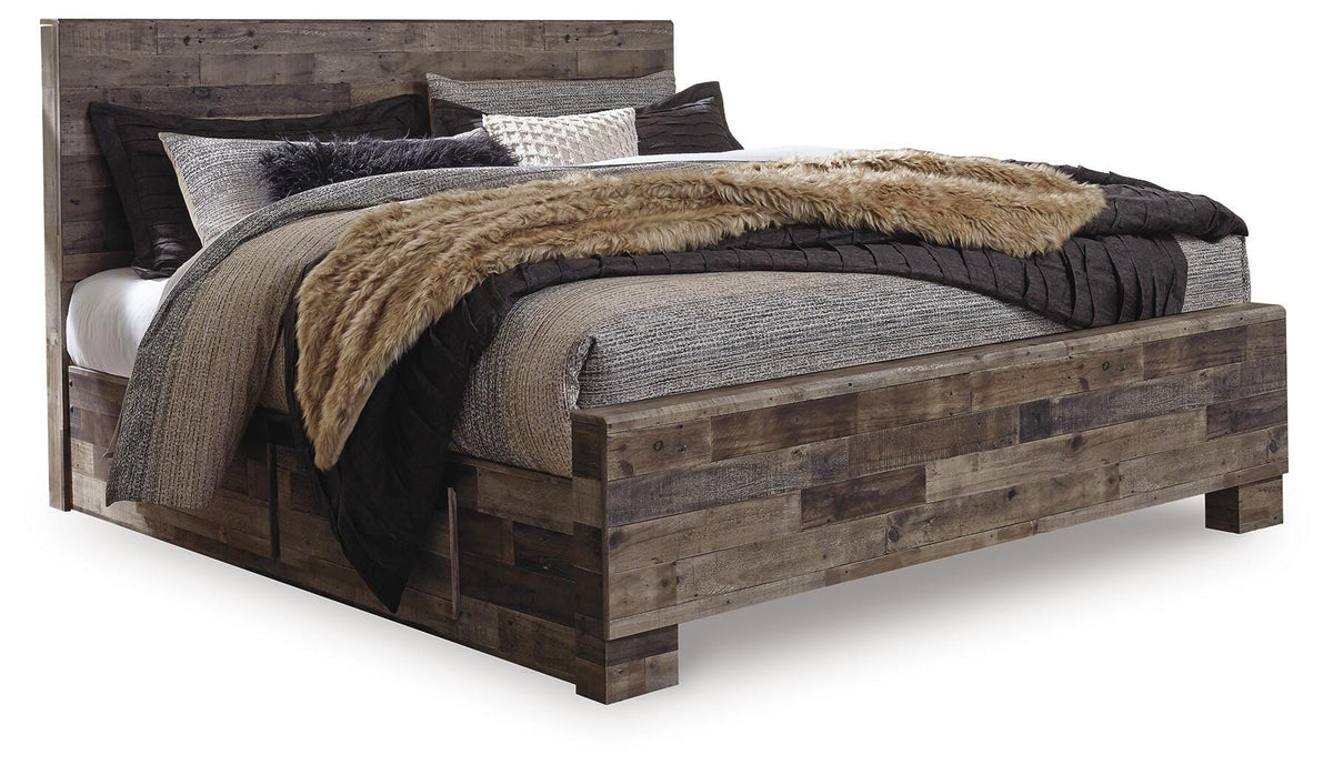 Derekson - King Panel Bed With 2 Side Storage - Multi Gray - Wood