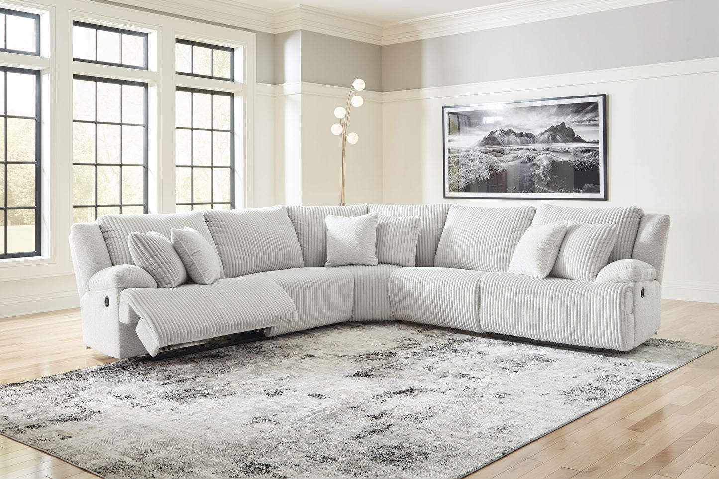 Top Tier - 5-Piece Reclining Sectional - Fabric - Alloy