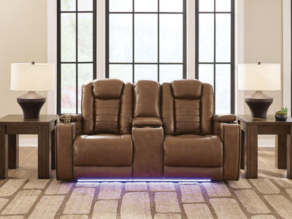 Gruaro - Power Reclining Loveseat With Console / Adjustable Headrest - Amber