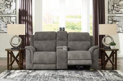 Next-Gen Durapella - Pwr Rec Loveseat/Con/Adj Hdrst - Microfiber - Slate