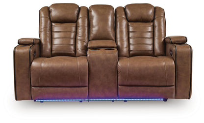 Gruaro - Power Reclining Loveseat With Console / Adjustable Headrest - Amber