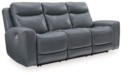 Mindanao - Pwr Reclining Sofa With Adj Headrest - Leather Match - Steel