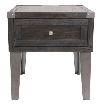 Todoe - Rectangular End Table - Dark Gray